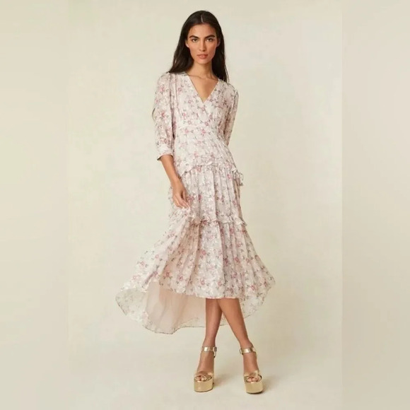 LoveShackFancy Dresses & Skirts - LoveShackFancy Lorencia Floral Jacquard Maxi Dress in Malibu Sun Size 2